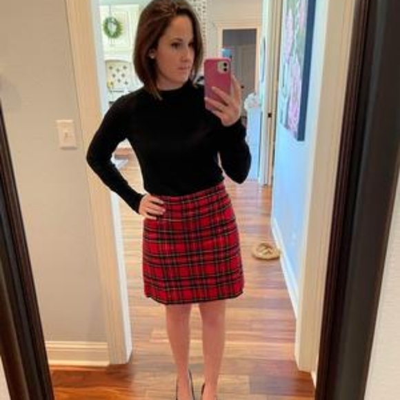 New! J. Crew sz 4 Wool-blend A-line red tartan mini skirt NWT - Picture 2 of 13